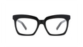 Black oversized square eyeglass frames with clear lenses, shown from the front on a white background.