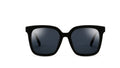 Black square sunglasses with dark tinted lenses, shown from the front on a solid white background.