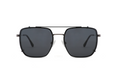 A pair of modern square aviator-style sunglasses with a matte black frame, double bridge, and dark gray lenses, shown against a plain white background.