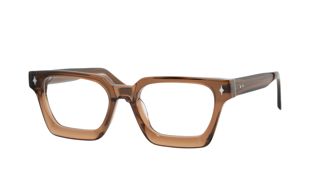 Brown eyeglasses on a white background