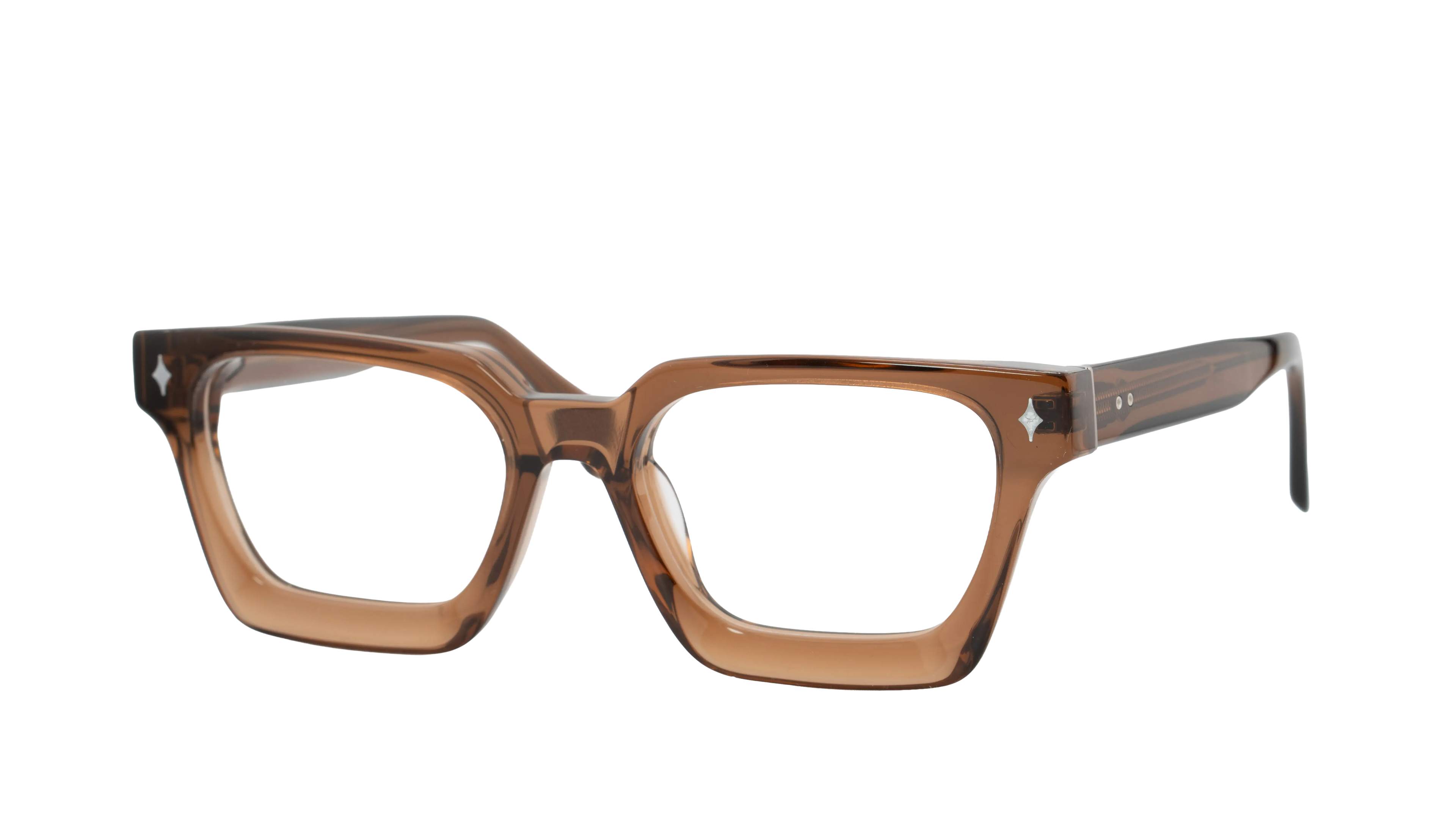 Brown eyeglasses on a white background